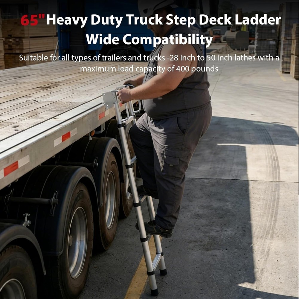 65" Heavy Duty Truck Step Deck Ladder, Adjustable & Extendable