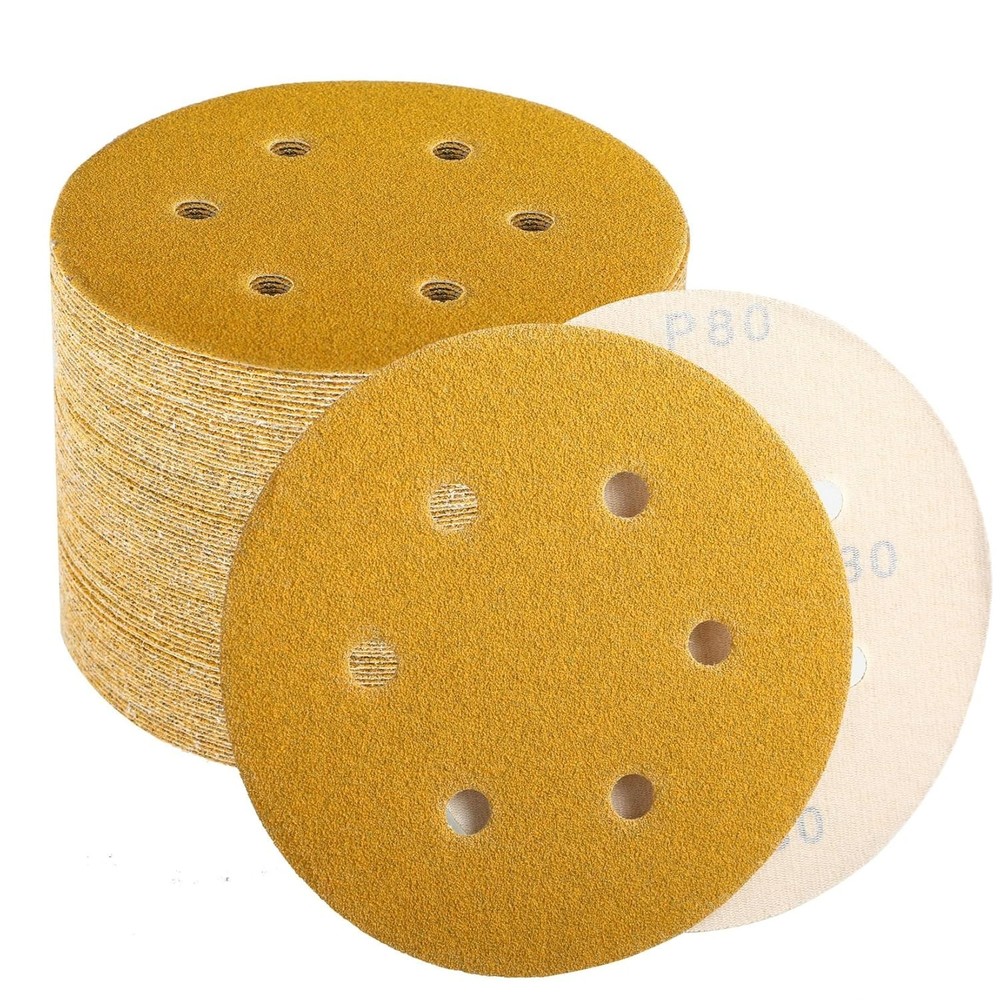 100 Pack 6 Sanding Discs Hook 80-400 Grit for Orbital Sander