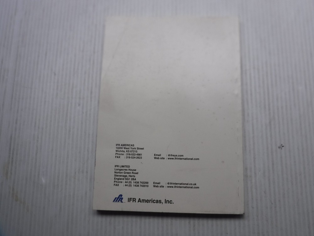 IFR 2398 Spectrum Analyzer Operation Manual Vol. 2