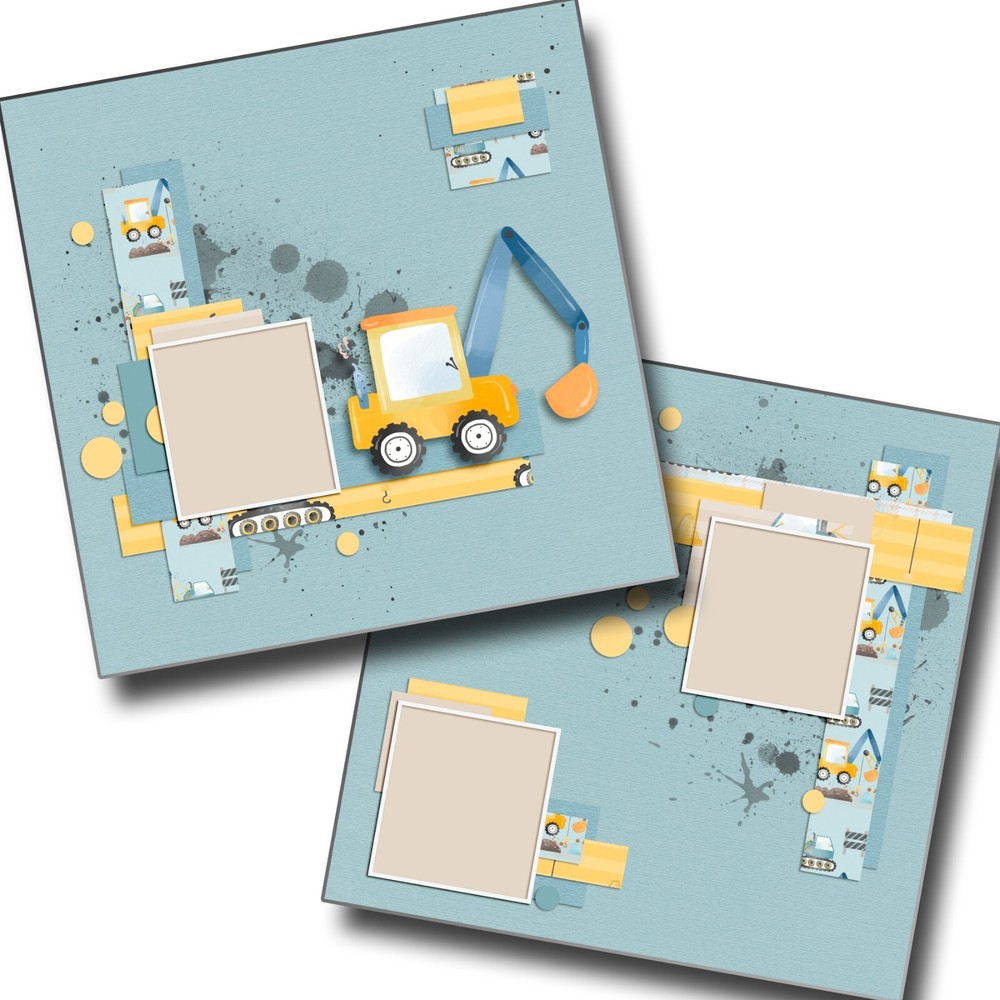 Construction Kid 4 - 2 Premade Scrapbook Pages - EZ Layout 6090