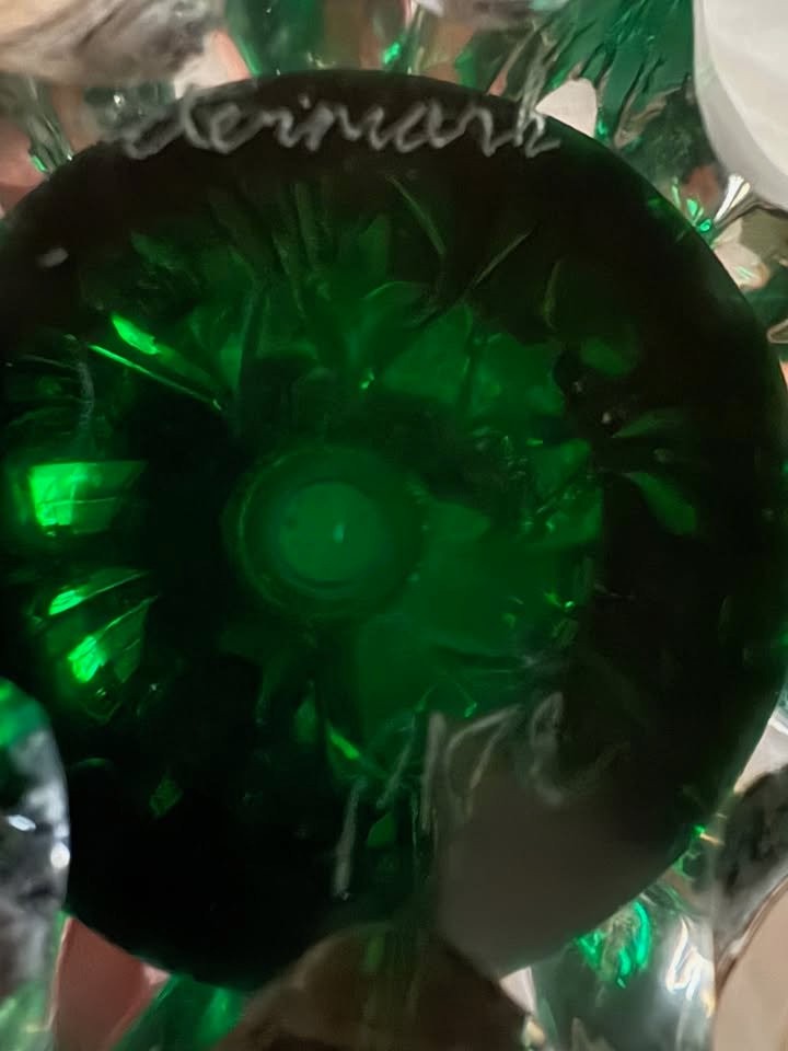 Vandermark Perfume Bottle & Stopper Signed, Numbered, Green, Clear.