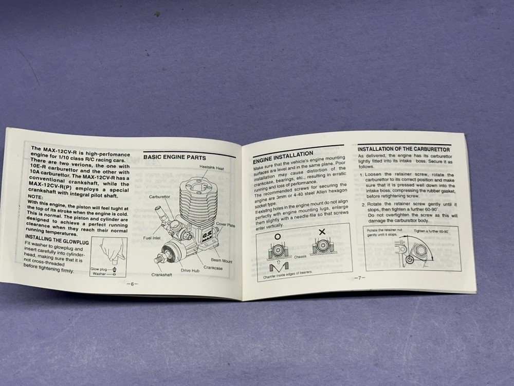 O.S. Engine MAX-12CV-R(P) Series Original Owner's Instruction Manual (ONLY)