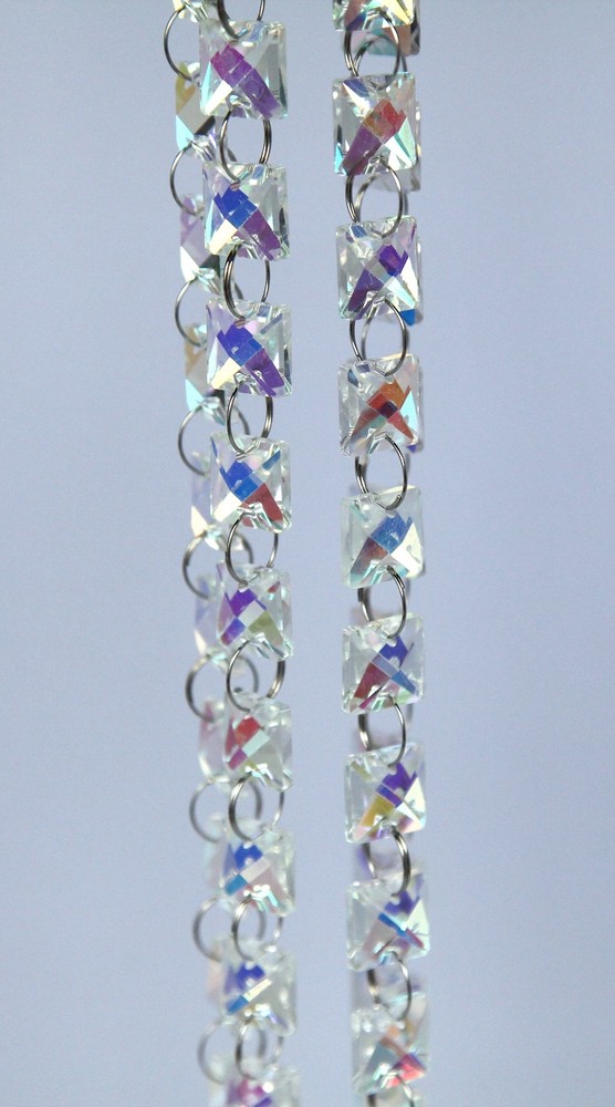 GLASS CRYSTAL GARLAND STRANDS 14MM SQUARE/CIRCLE