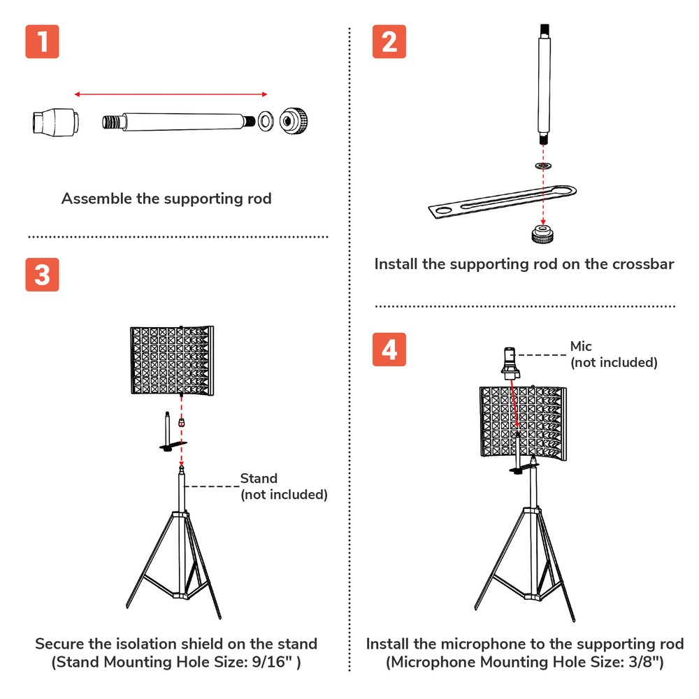 2 Fold Microphone Isolation Shield Video Studio Recording Absorber Foam Panel