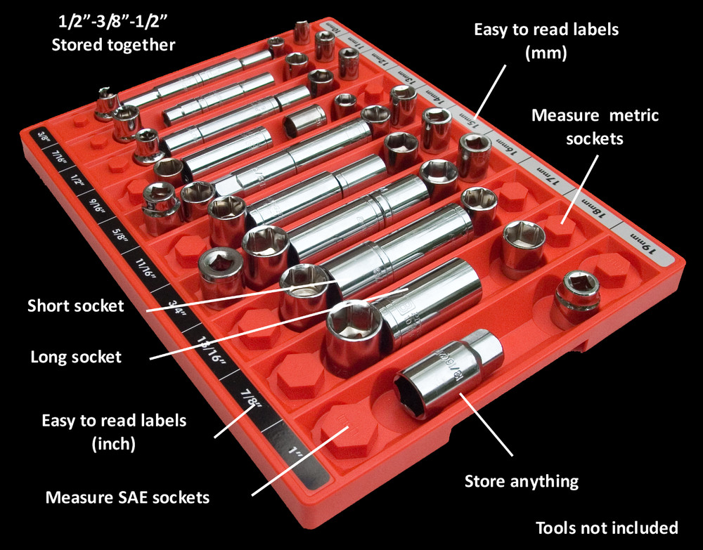 Tool Sorter Socket Organizer - Red