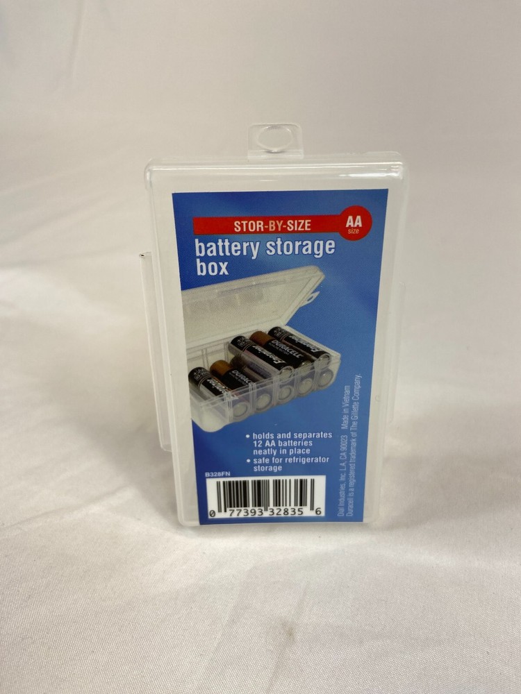 Battery Storage Box Store 12 AA's Container Store Clear Plastic Fridge Safe
