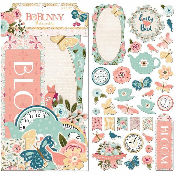 Bo Bunny Early Bird Noteworthy Die-Cuts 37/Pkg- NEW