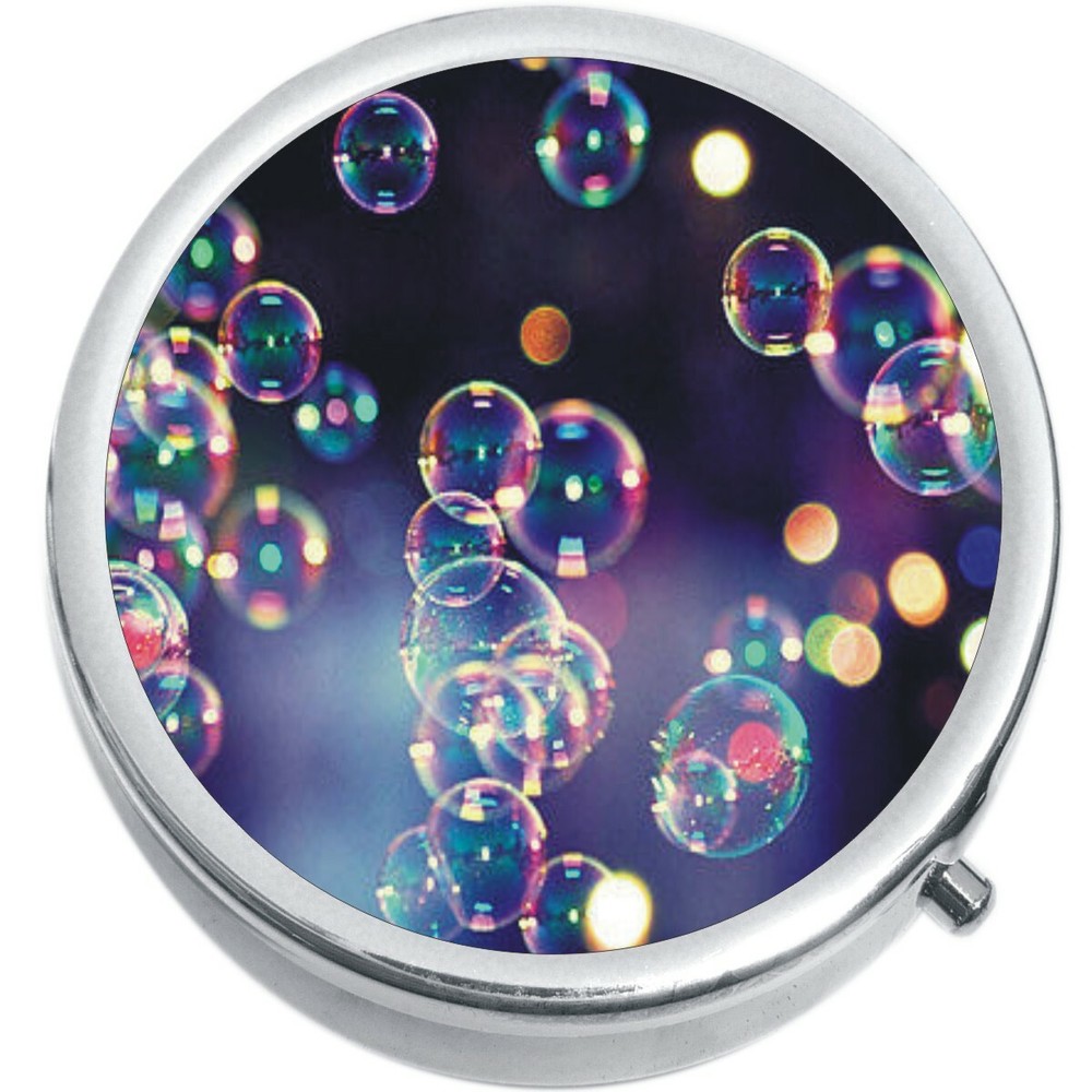 Rainbow Bubbles Medicine Vitamin Compact Pill Box