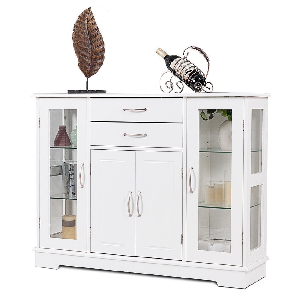 Costway Buffet Storage Cabinet Home Kitchen Console Cupboard W/Drawers