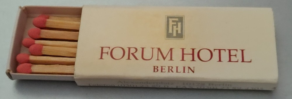 MINI MATCH BOX FROM FORUM HOTEL, BERLIN