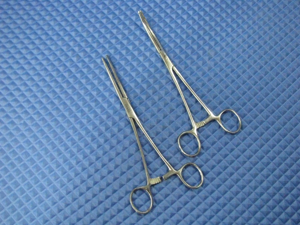 Fisherman's 8" Self-Locking Forceps Straight & Curved 2 PACK