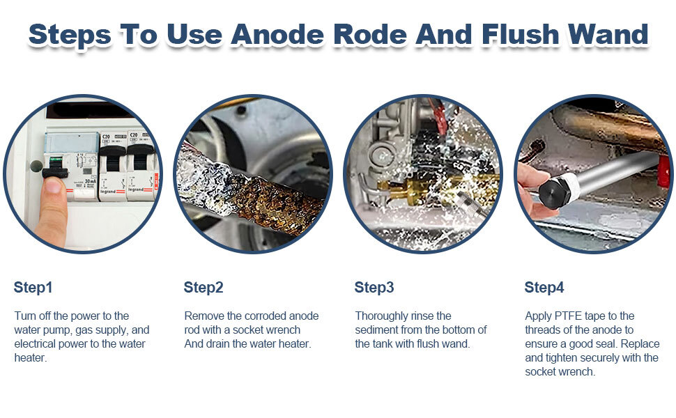 SET RV Water Heater Magnesium Anode Rod & Flush Wand Rinser For Suburban 232767