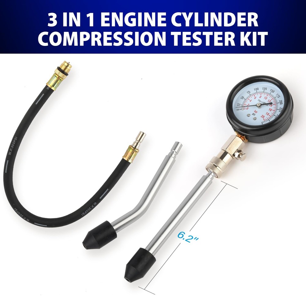 Compression Tester, 8pcs Engine Tester kit Professional 8pc-black