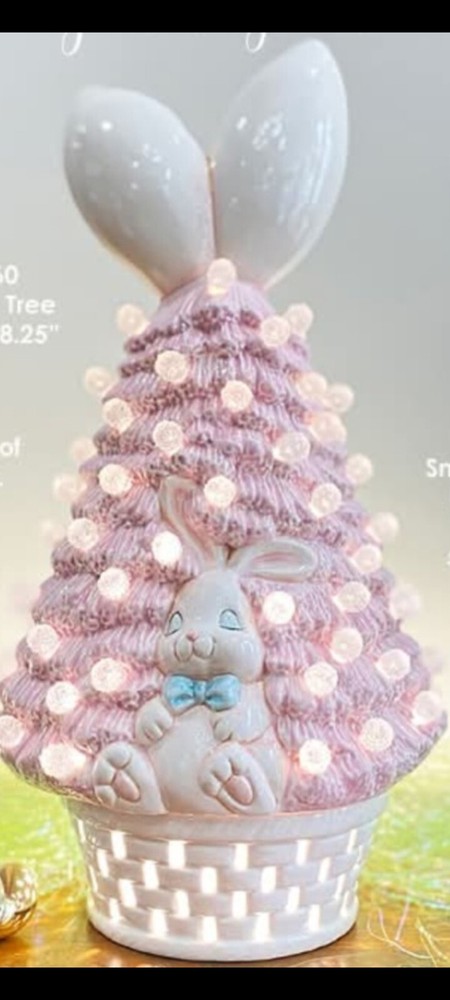 Ceramic Bisque~ Ready to Paint~Easter Bunny Tree ~ lighting included