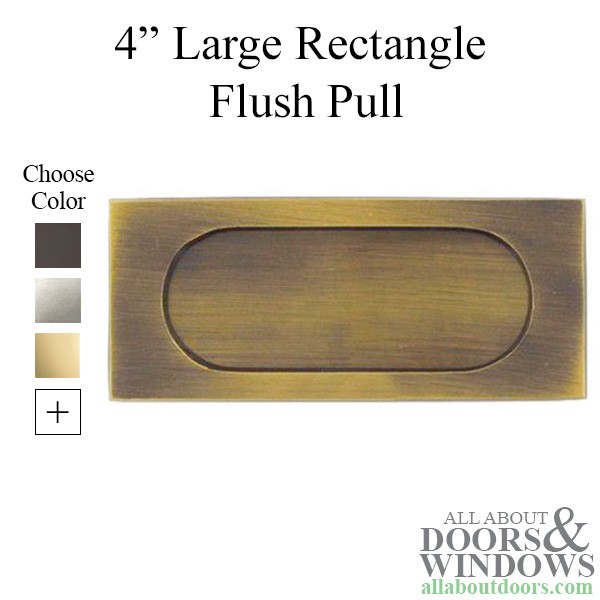 Deltana 4" Large Rectangle Flush Pull Solid Brass - Choose Finish