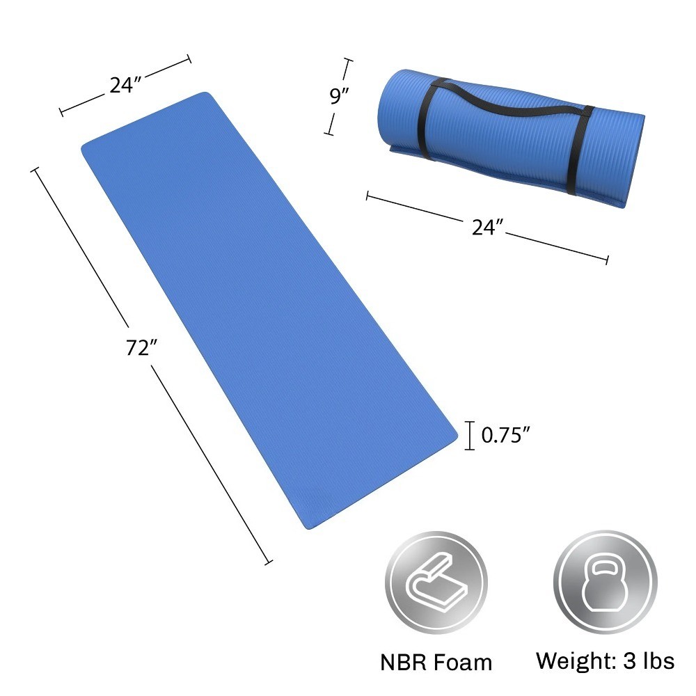 Outdoors 0.75-Inch-Thick Foam Sleeping Pad for Camping (Blue)