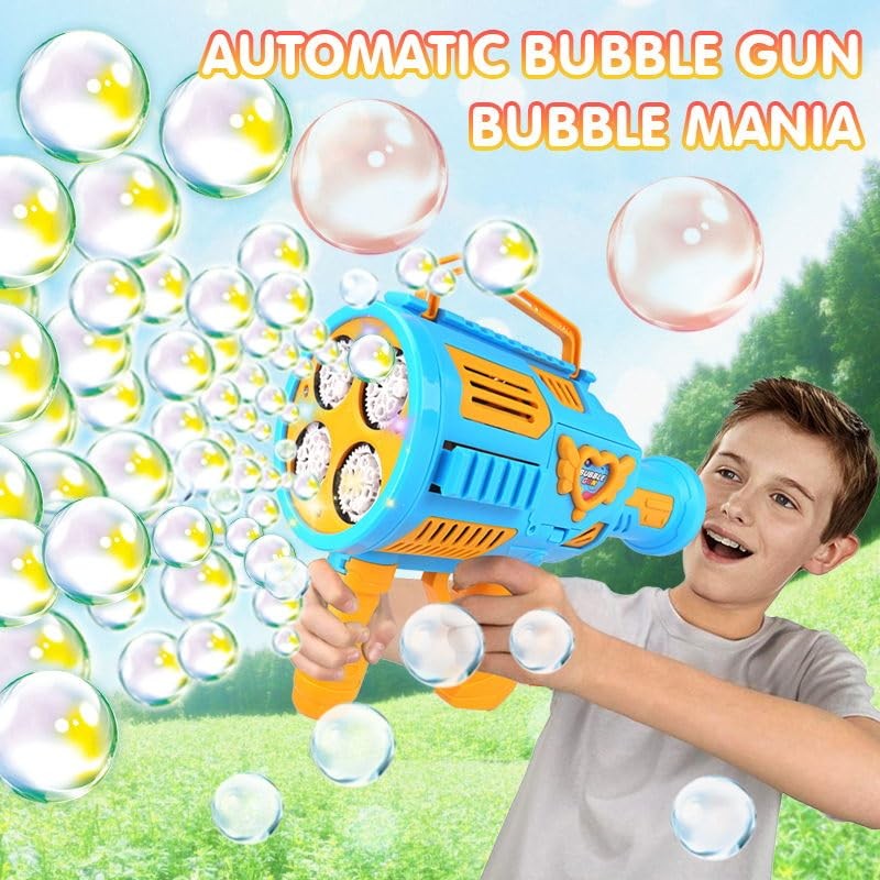 Automatic Bubble Machine Gun Rechargeable Bubble Gun for Kids with 4 Bottles ...