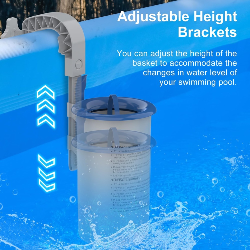 Above Ground Pool Surface Skimmer, Wall Mount Pool Maintenance Accessories fo...
