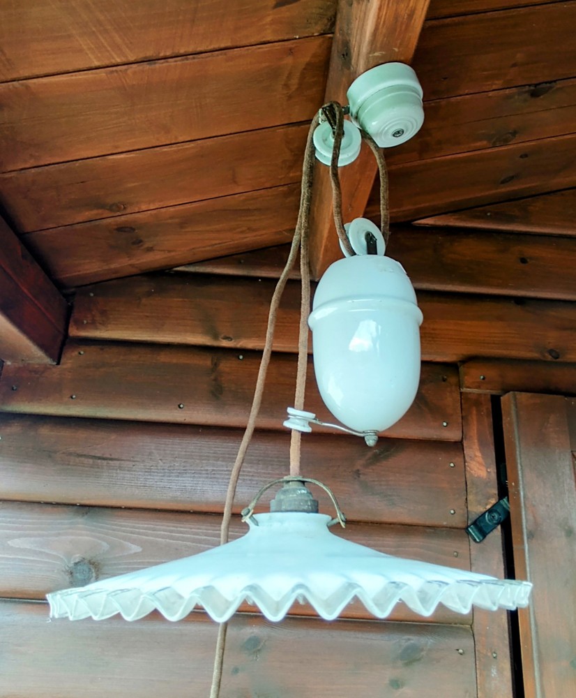 Antique Rise and Fall Pendant Light Art Deco Ceramic