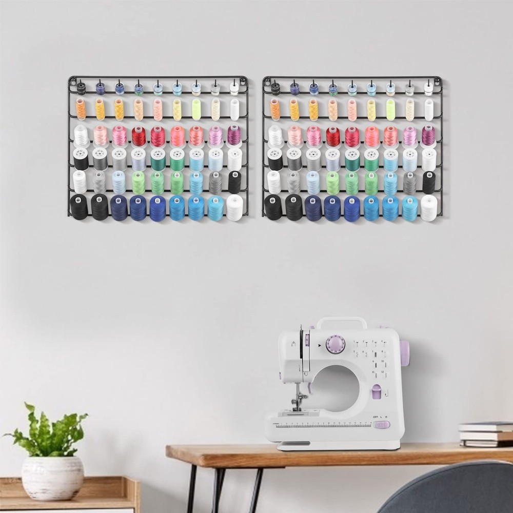YBING Thread Holder Wall 2 Pack 54 Spools Thread Rack Wall Mount Embroidery S...