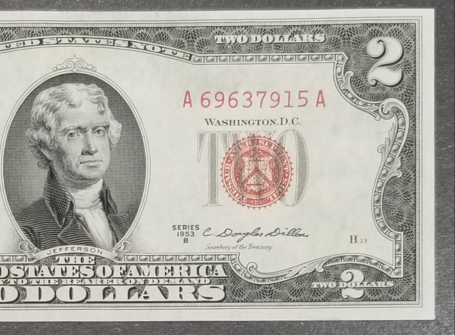 1953 B $2 GEM UNCIRCULATED US RED SEAL NOTE