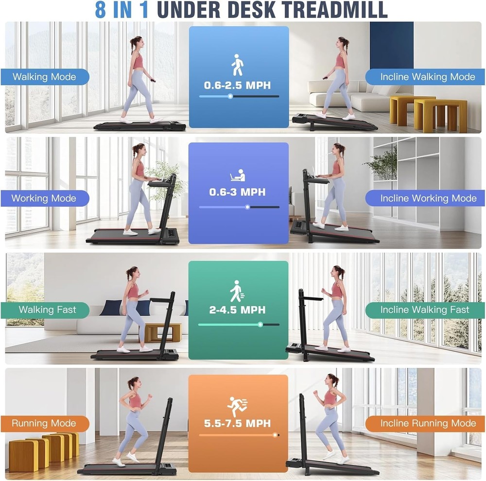 Foldable Under Desk Treadmill for Home Use, Remote-Controlled with LED Display#