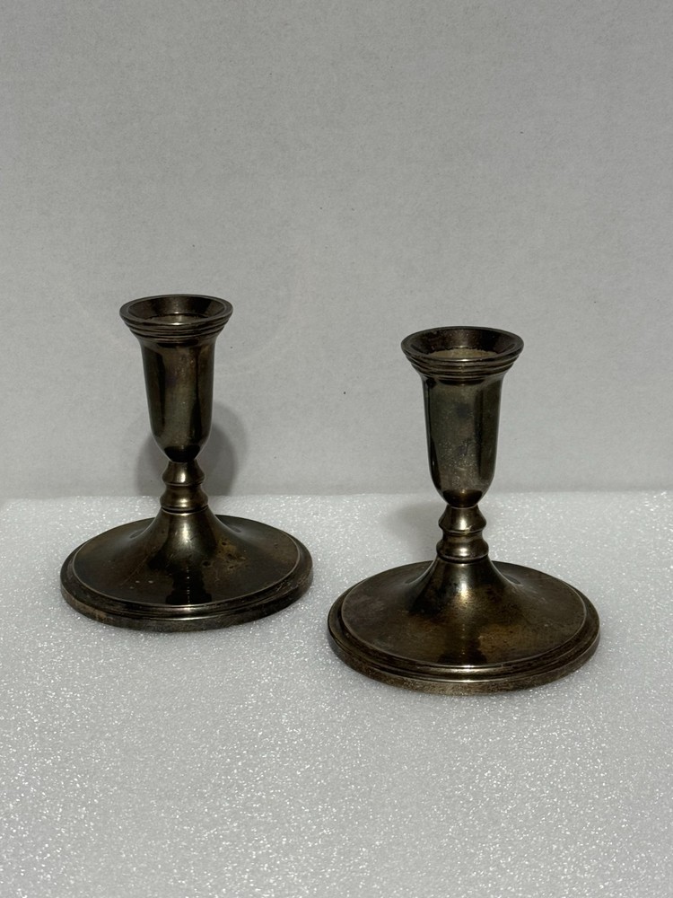2 Plain Godinger Silver Plate Candle Holders