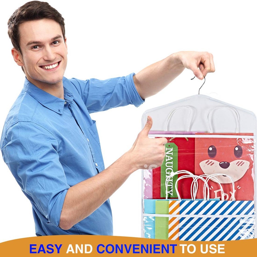 Hanging Double Sided Gift Bag Storage Organizer with Multiple Front and Back ...