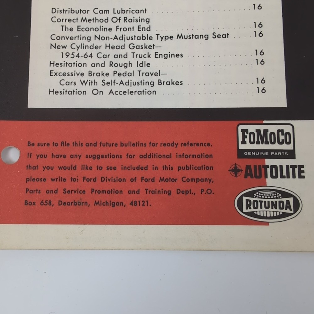 Shop Tips From Ford Technical Service Bulletin 1964