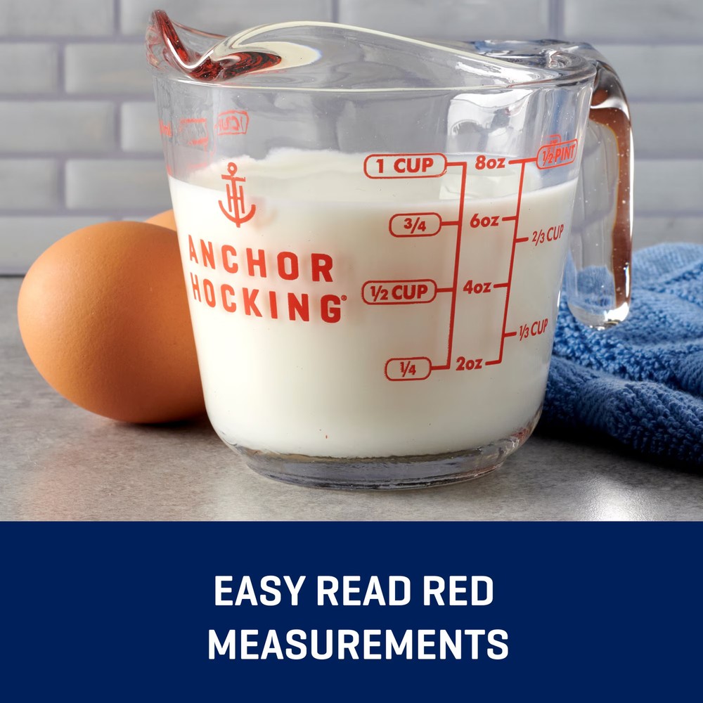 Anchor Hocking 1 Cup Glass Measuring Cups 2 Pack Easy Grip Kitchen Bake