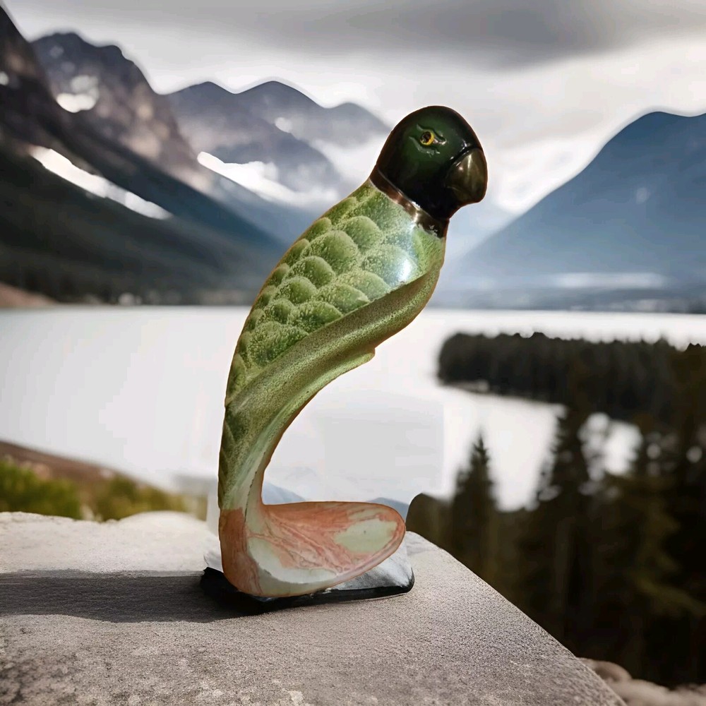 Vintage Parrot Statue/Figurine, Copper Enameled