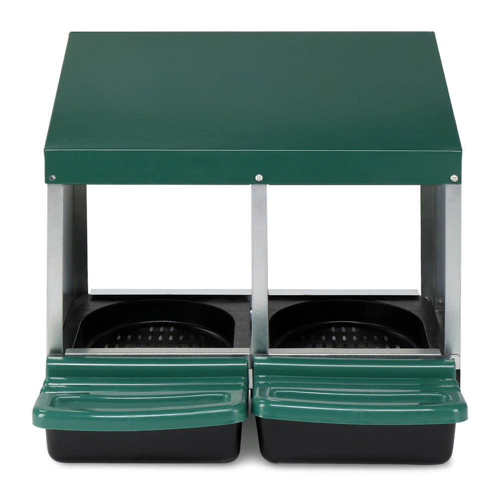 2 Compartment Roll Out Chicken Nesting Box W/ Plastic Basket Egg Nest Box Green