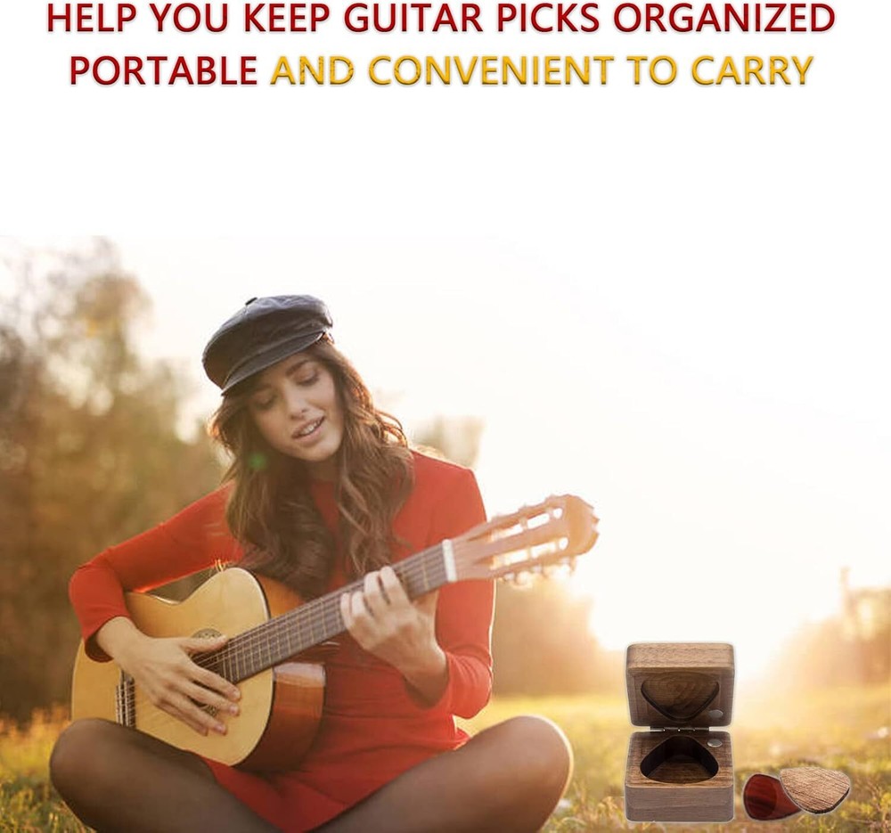 Wooden Guitar Pick Case, Personalized Holder, Picks Case...