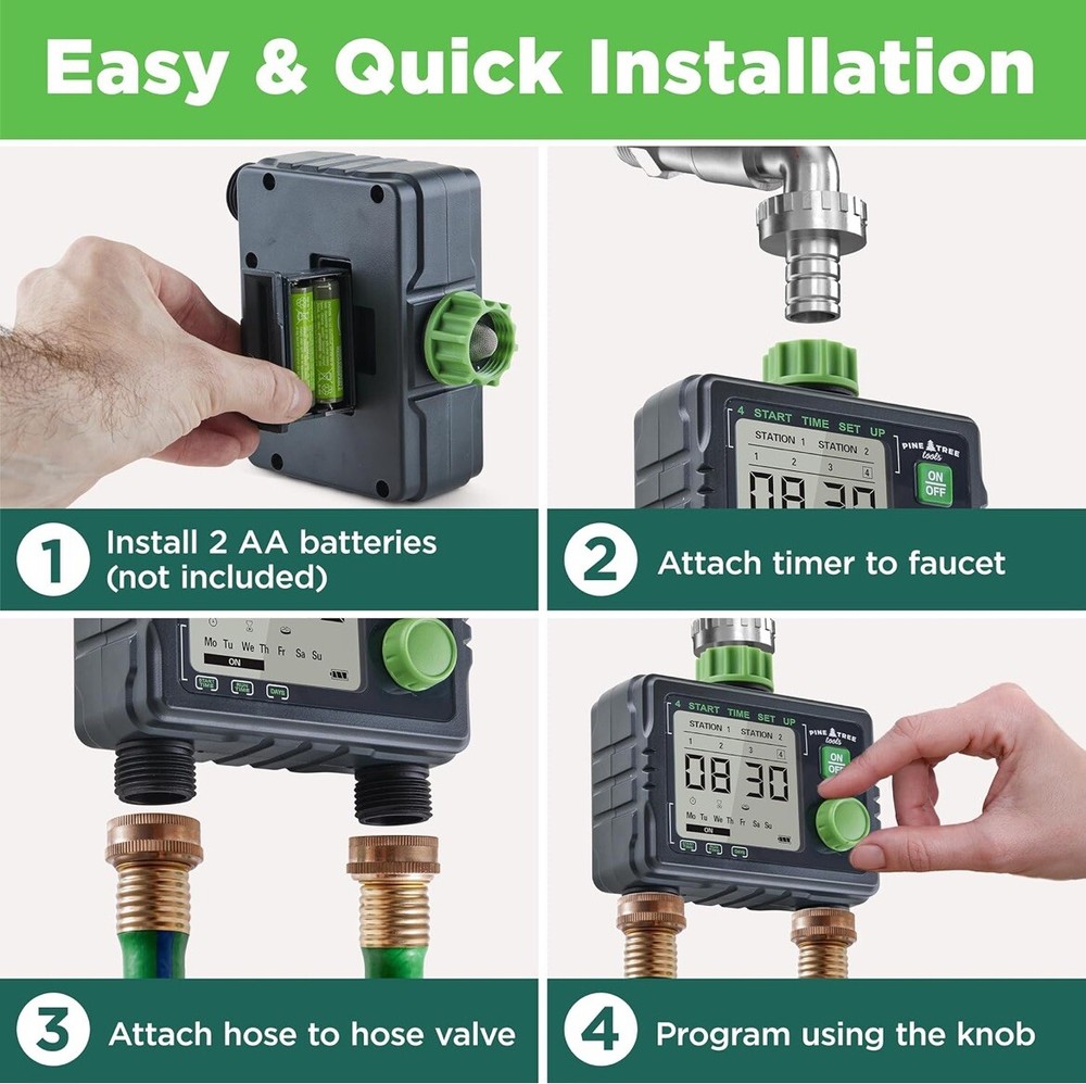 Pine Tree Tools Hose Timer - Programmable Water Timer for Garden Hose