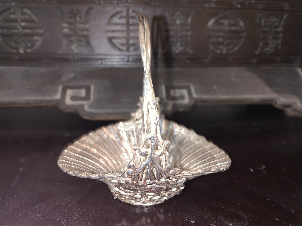Chinese Antique Stering Silver Basket With Mark