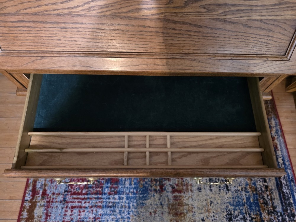 Vintage Solid Oak Flip Top Secretary Desk Claw Foot