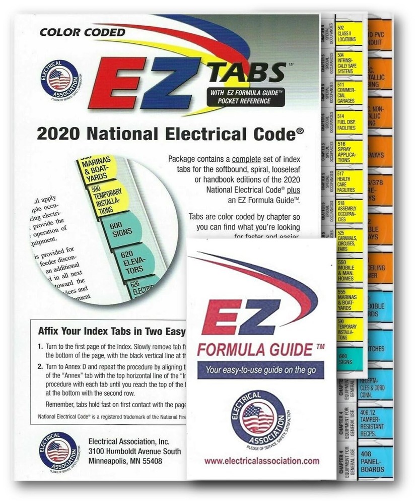 2020 EZ Tabs (Color Coded) with a Formula Guide Based on National Electrical...