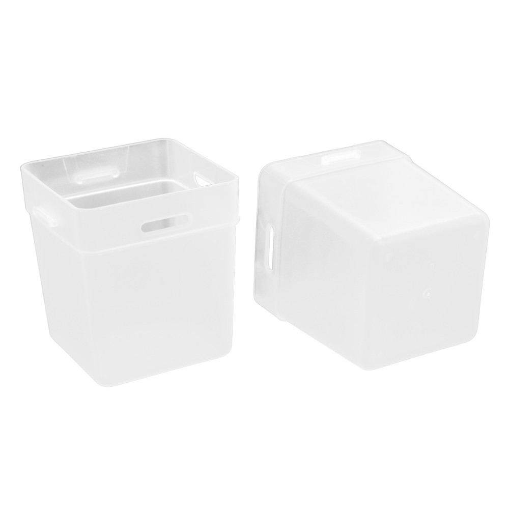2 Pcs Desktop Storage Box Frosted White Stackable and Stitchable Combination