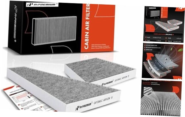 2-PC Cabin Air Filter with Activated Carbon Compatible with Volkswagen