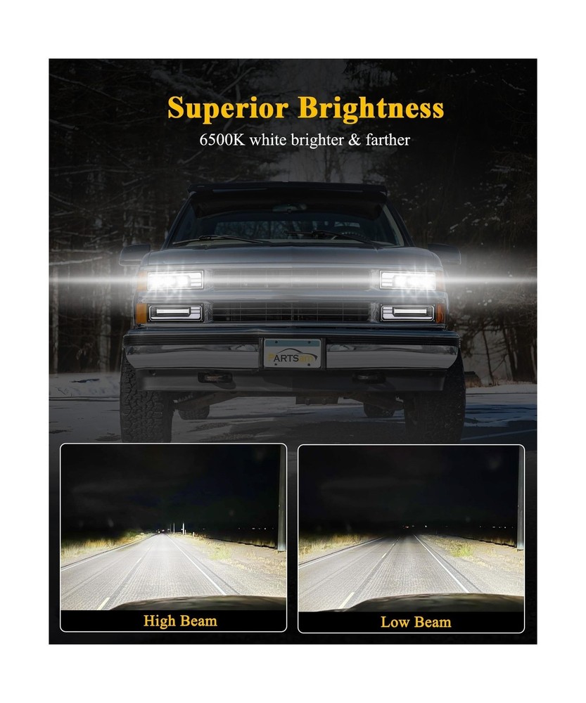 Partsam LED Headlights Assembly DOT Approved with Start Animation DRL Sequent...