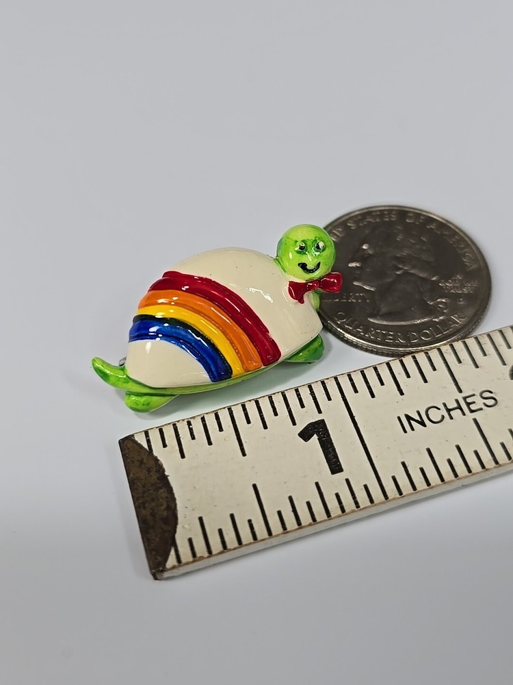 Rainbow Turtle Lapel Pin Hard Plastic