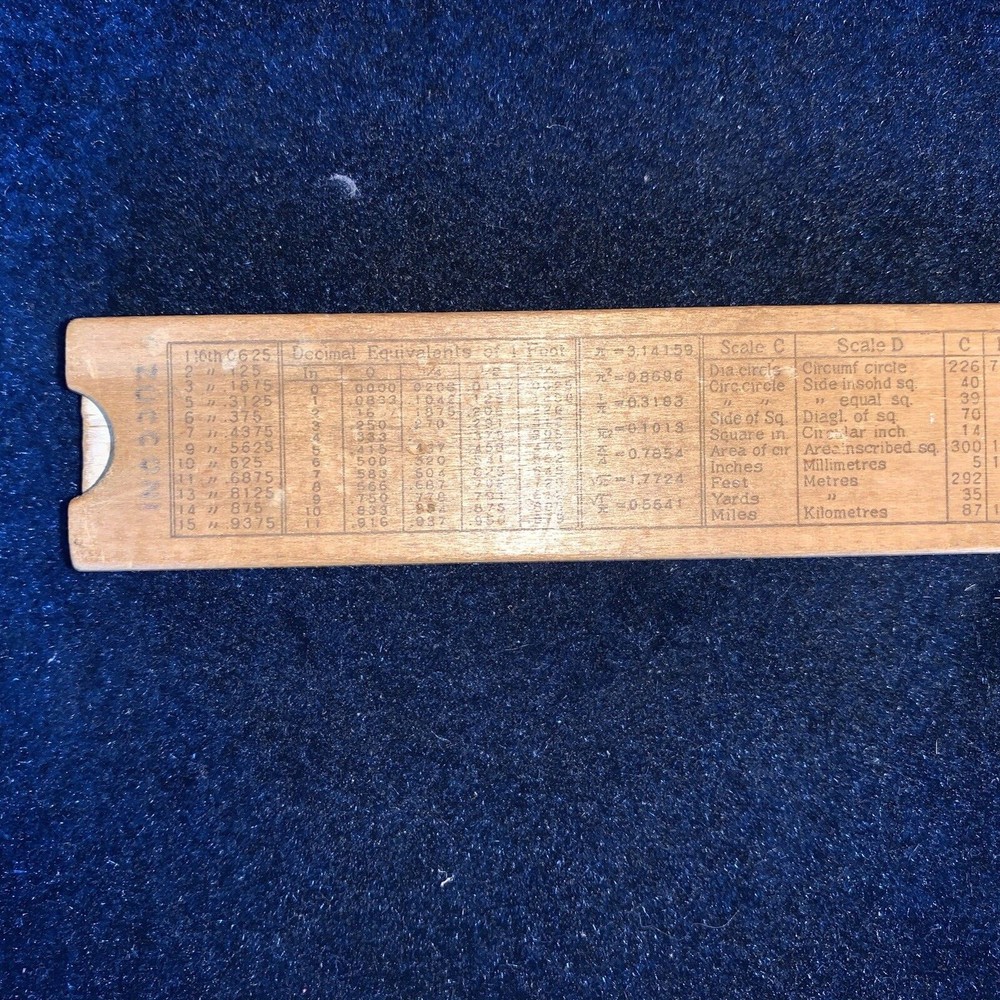 Vintage Wood Slide Rule Engineering Instruments Peru Indiana, Multi-Function