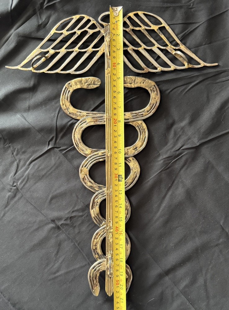 Caduceus metal wall mount