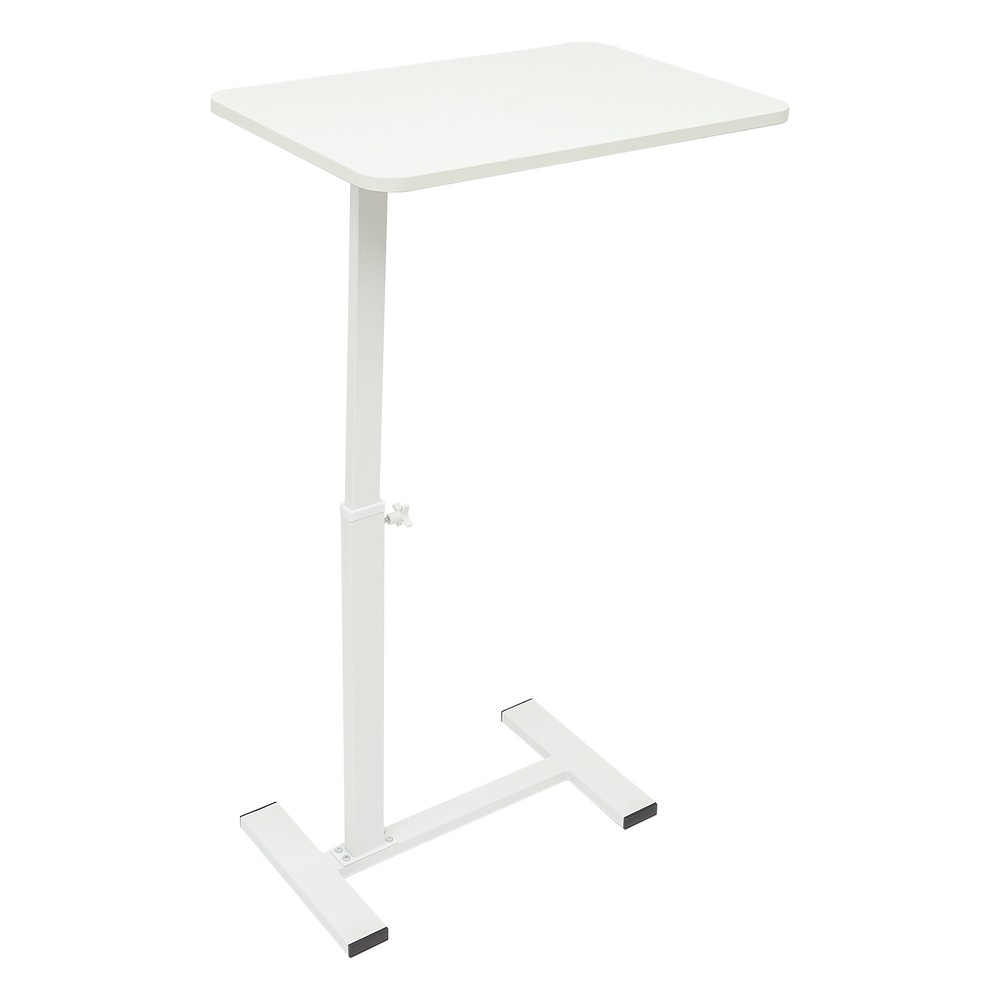 Mobile Rolling Laptop Table Home & Office Table Bedside Desk Adjustable White