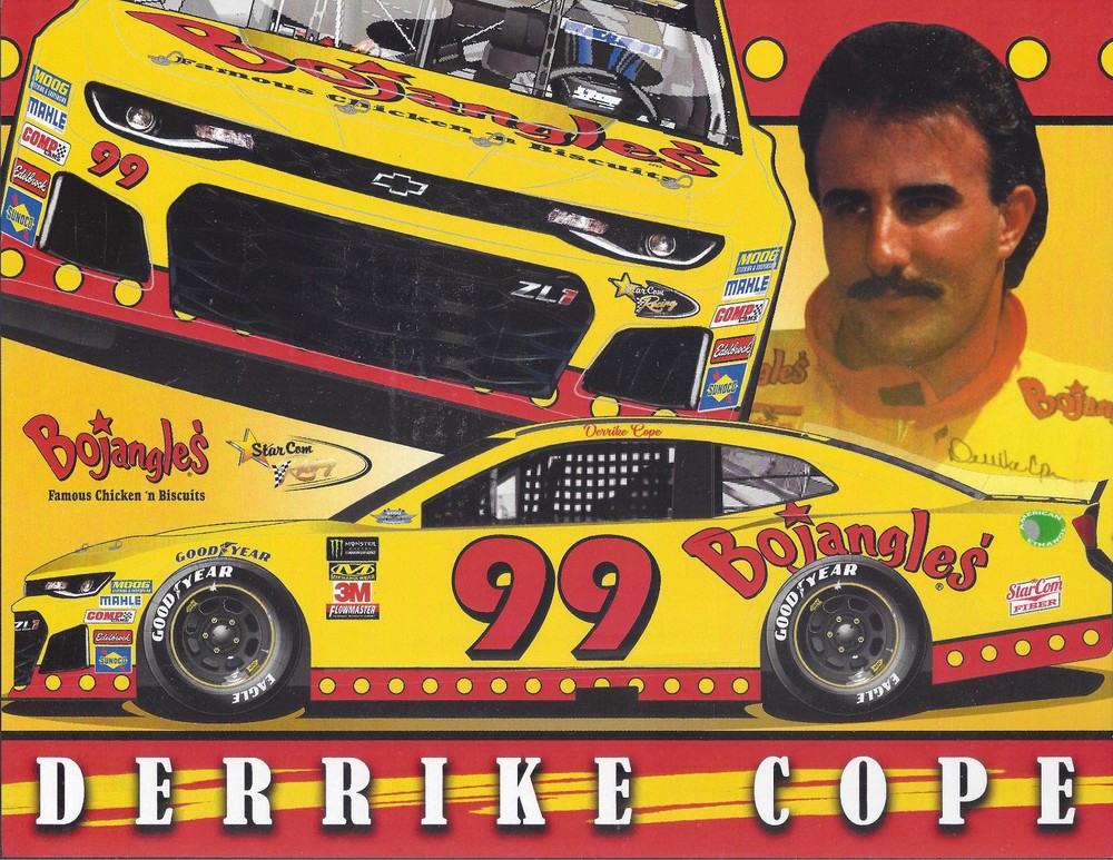 2018 DERRIKE COPE "DARLINGTON THROWBACK BOJANGLES" #99 NASCAR POSTCARD
