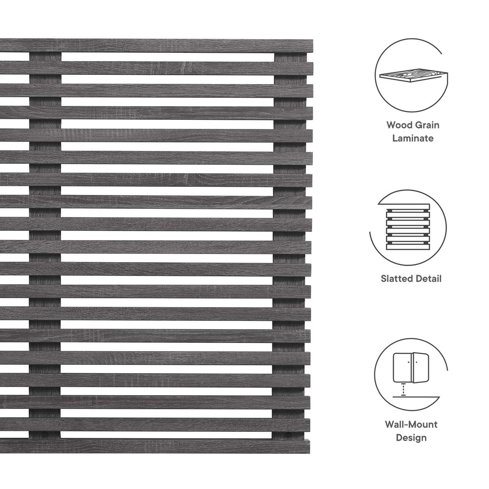 Modway Render Mid-Century Modern Wall-Mount Twin Headboard in Charcoal