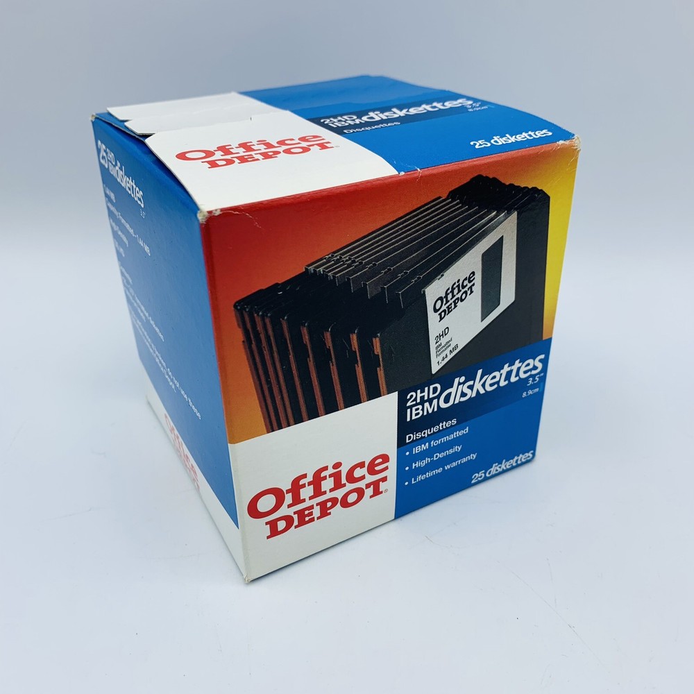Office Depot 2HD IBM Diskettes 3.5” 25 Pack New Sealed Box