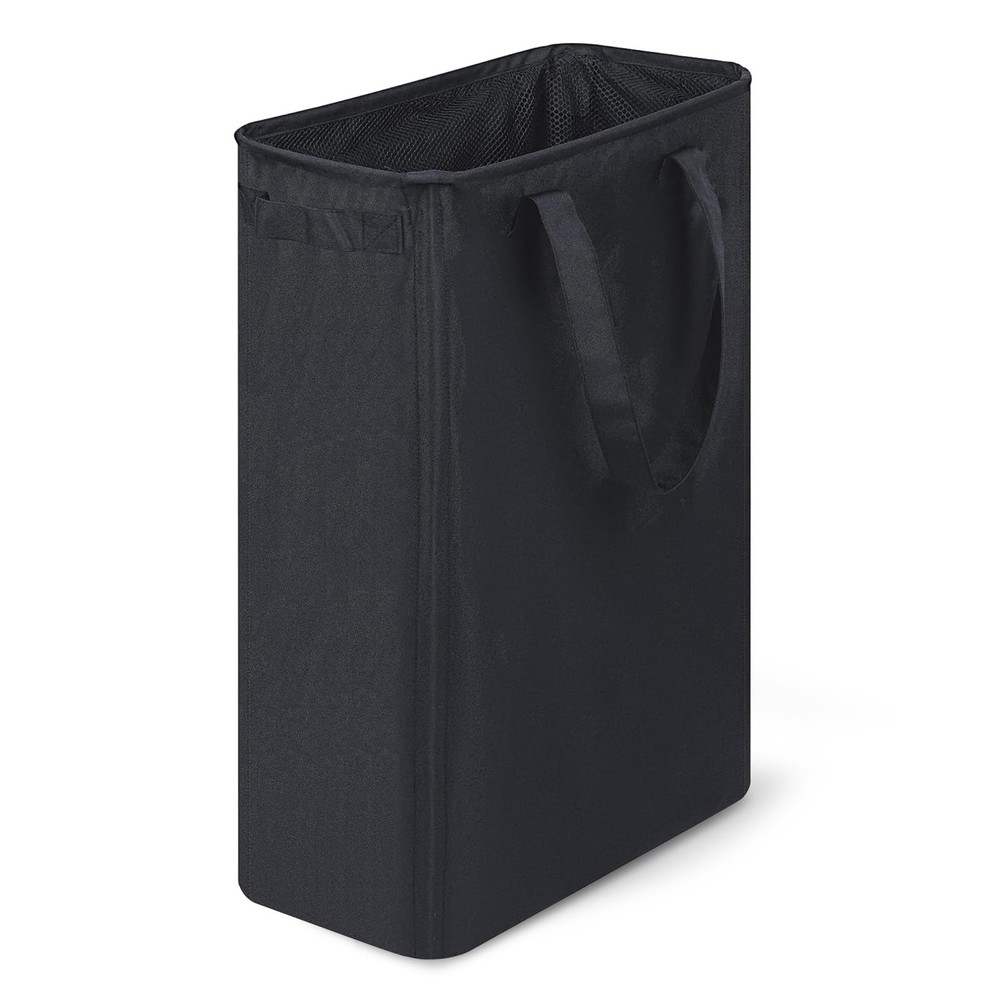48L Slim Laundry Hamper Ultra Thin Collapsible Basket Handles Foldable Bag