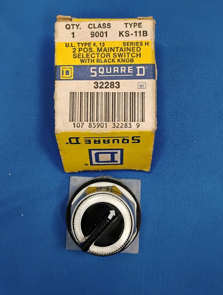 Square D, 9001KS11B, 2 Position Maintained Select Switch Black Knob NEW