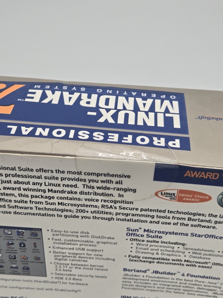 SEALED Linux-Mandrake Professional Suite 7.2 Operating System w/ Box